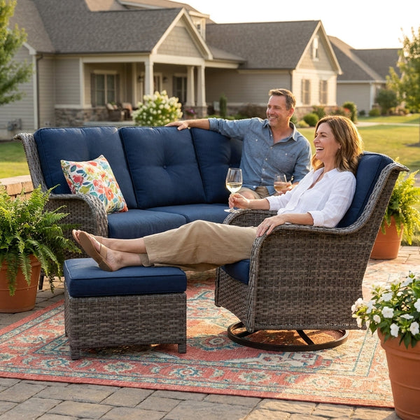 Patio Conversation Set Designed for Outdoor Gatherings, 6-Piece Steel Frame, Weather-Resistant Cushions