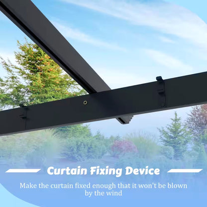 10 Ft. W X 10 Ft. D Aluminum Pergola Outdoor with Dark Gray Retractable Canopy